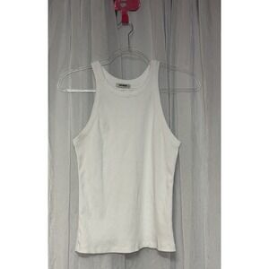 Buck Mason Women's White Ribbed Tank Top Size Large L Minimalist Basic